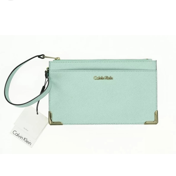 Calvin Klein Teal Wristlet - 9.5"L x 6.25"H x 1"D - Picture 4 of 5